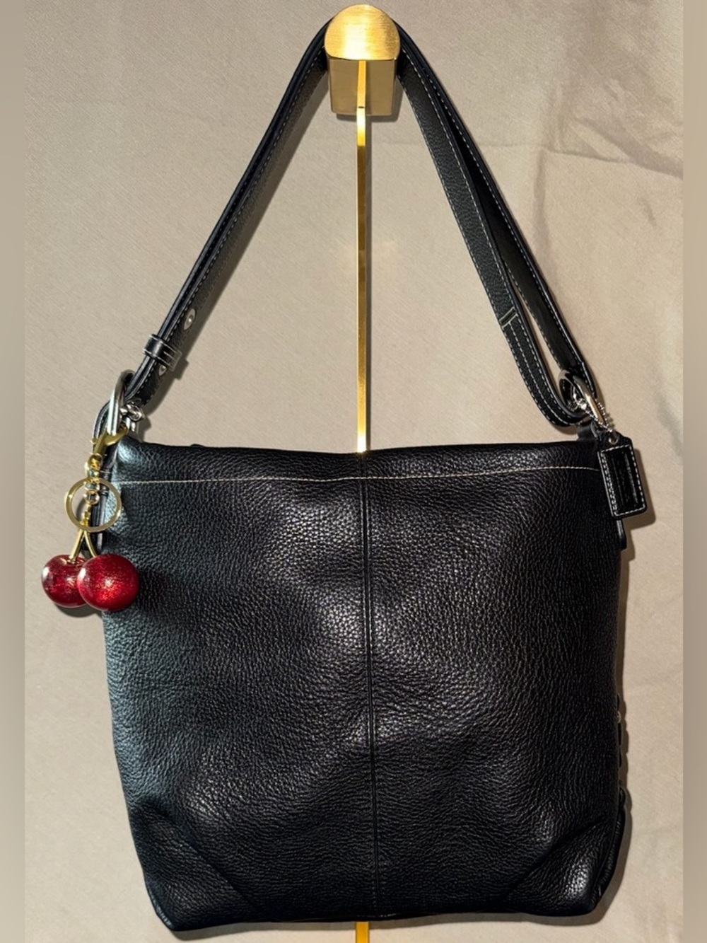 Coach Large Black Pebbled Leather Hobo Shoulder Bag K1176-F15064